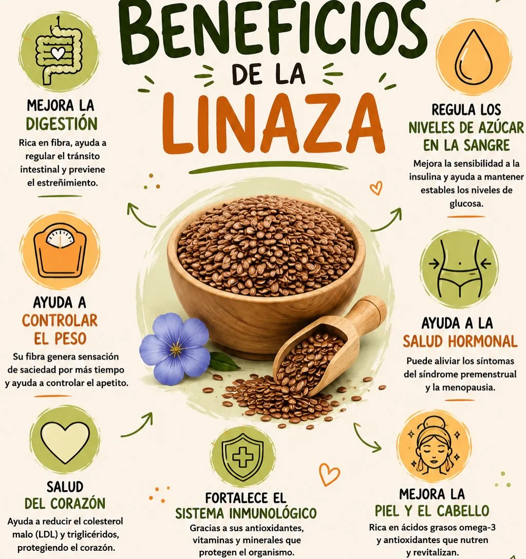 Infografía de beneficios de la linaza para la salud